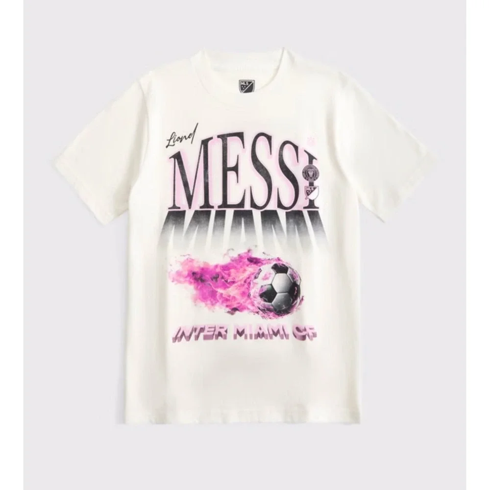 Abercrombie Kids Lionel Messi Miami Soccer Shirt Youth Size 11 12 White MLS